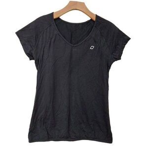 Lorna Jane Top Womens Medium Black Short Sleeve Breathable Activewear Yoga Gym